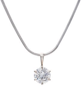 A 14 Karat White Gold and Diamond Pendant/Necklace,