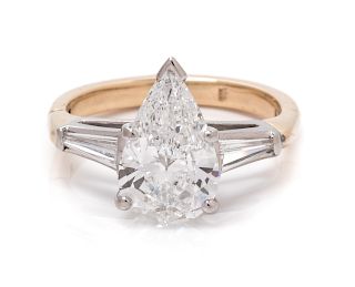 A Platinum, Yellow Gold and Diamond Ring,
