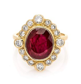 A Yellow Gold, Ruby and Diamond Ring,
