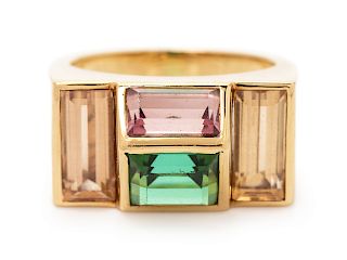 An 18 Karat Yellow Gold, Tourmaline and Topaz Ring, Paloma Picasso for Tiffany & Co., Circa 1980,