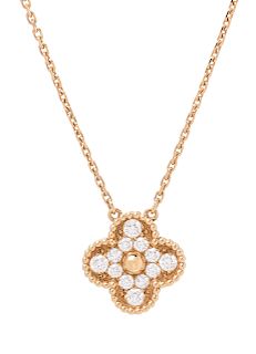 An 18 Karat Yellow Gold and Diamond 'Vintage Alhambra' Necklace, Van Cleef & Arpels,