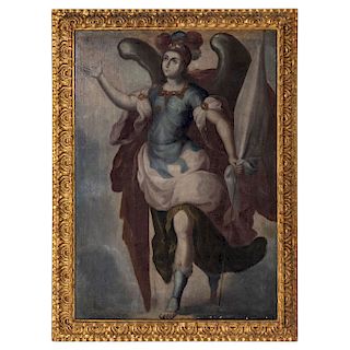 MIGUEL ARCÁNGEL [SAINT MICHAEL THE ARCHANGEL]. MEXICO,  BEGINNING OF THE 19TH CENTURY. Oil on canvas.