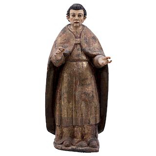 SAINT. MEXICO, BEGINNING OF THE 20TH CENTURY. Carved, gilt and polychromed wood figure. 