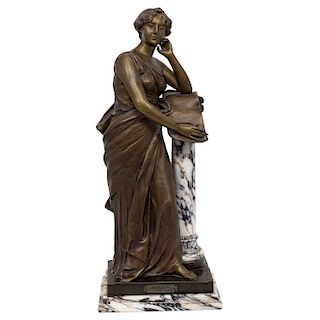 HENRI LOUIS LEVASSEUR (FRANCIA, 1853-1934).  THE POETRY.  Bronze and antimony with patina. Signed. With marble base. 