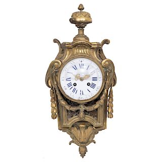 CARTEL CLOCK. FRANCE, 19TH CENTURY. Louis XV Style. Gilt-bronze. Winding mechanism. Marked: 'JAPY FRERES…'