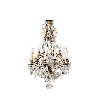 CHANDELIER. FRANCE, BEGINNING OF THE 20TH CENTURY. Louis XV Style. Bronze and cut-glass chandelier. 