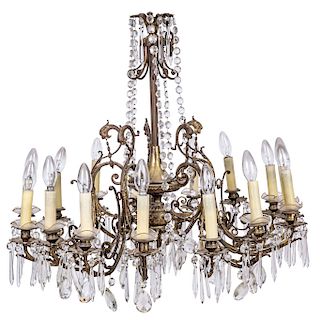 CHANDELIER. FRANCE, CIRCA 1900. Louis XV Style. Bronze and cut-glass chandelier. 