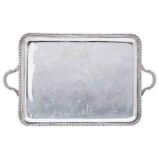 TRAY. MEXICO, 20TH CENTURY. Sterling 0.925 Silver.  Brand: JPG. Rectangular with molded rim.