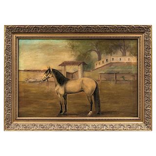 AFTER ERNESTO ICAZA (MEXICO, 1866-1926). BAY HORSE. Oil on canvas.