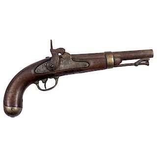 PISTOL. UNITED STATES OF AMERICA, 19TH CENTURY. Iron, bronze and wood. Marked.