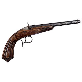 GALLERY PISTOL. FRANCE, 19TH CENTURY. Iron and wood.