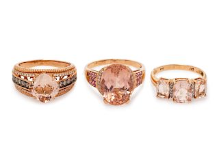 A Collection of Rose Gold, Morganite, Diamond and Pink Sapphire Rings,