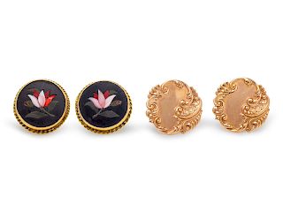 A Collection of Gold Stud Earrings,