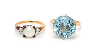 A Collection of Yellow Gold and Gemstone Rings,