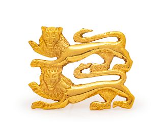 A 22 Karat Yellow Gold Lion Motif Brooch,