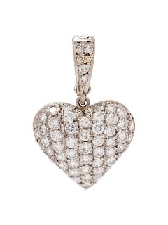 A Platinum and Diamond Heart Pendant Enhancer,