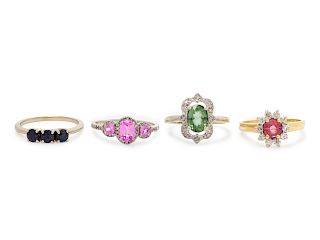 A Collection of Gold and Gemstone Rings,