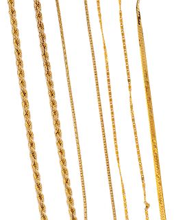 A Collection of 14 Karat Gold Chain Necklaces,