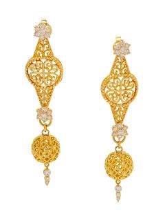 A Pair of 18 Karat Yellow Gold and Diamond Convertible Earrings, Cynthia Bach,