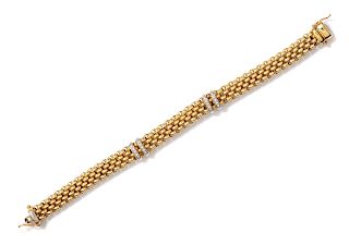 An 18 Karat Bicolor Gold and Diamond Bracelet, FOPE,