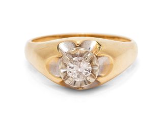 A Yellow Gold and Diamond Ring,