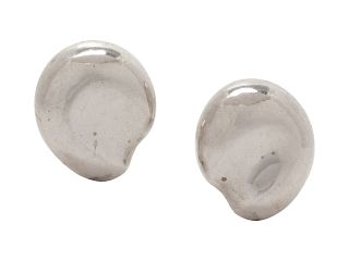 A Pair of Sterling Silver Earclips, Elsa Peretti for Tiffany & Co.,