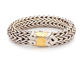 A Sterling Silver and 22 Karat Yellow Gold 'Classic Chain' Bracelet, John Hardy,
