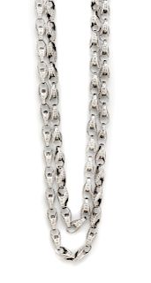 A Silver Fancy Link Longchain Necklace,