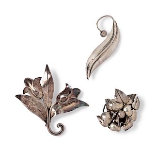 A Collection of Silver Brooches,