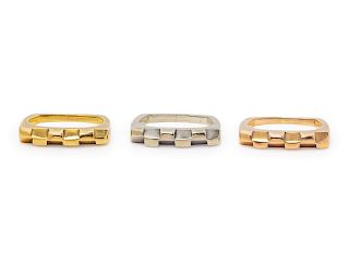 A Collection of 18 Karat Tricolor Gold Rings,