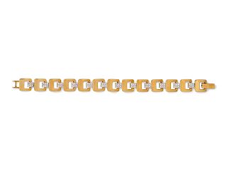 A 14 Karat Yellow Gold and Diamond Link Bracelet,