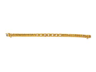 A Yellow Gold and Diamond Bar Link Bracelet,