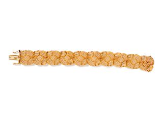 A 14 Karat Yellow Gold Rope Motif Bracelet,