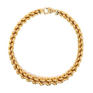 A 14 Karat Yellow Gold Link Necklace, Italian,