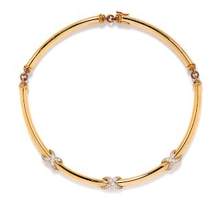 A 14 Karat Bicolor Gold and Diamond Collar Necklace, La Triomphe,