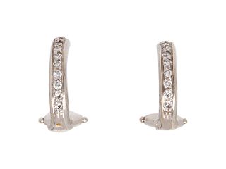 A Pair of White Gold and Diamond Earclips,