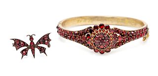 A Collection of Victorian Bohemian Garnet Jewelry,