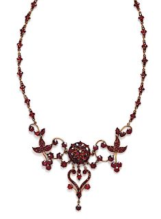 A Victorian Gold Filled Bohemian Garnet Necklace,