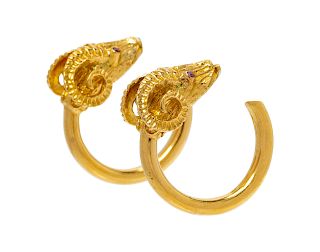 A Pair of 18 Karat Yellow Gold Hoop Earrings,