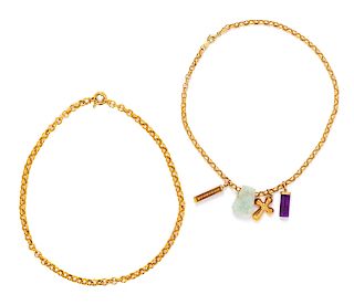 A Collection of 14 Karat Yellow Gold Chain Necklaces, Italian,