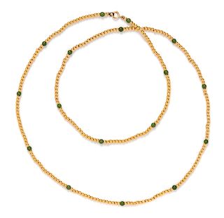 A Yellow Gold Bead Necklace,
