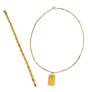 A Collection of 14 Karat Yellow Gold Jewelry,