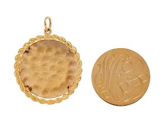 A Collection of 14 Karat Yellow Gold Disc Jewelry,
