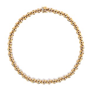 A 14 Karat Bicolor Gold Necklace, Italian,