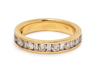 A 14 Karat Yellow Gold Diamond Ring,