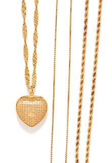 A Collection of Yellow Gold Necklaces,