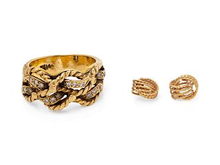 A Collection of Yellow Gold Jewelry,