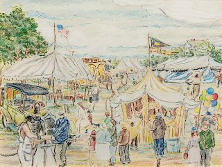 Reynolds Beal
(American, 1866-1951) 
Circus Scene