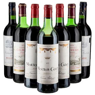 Vinos Tintos de Francia. a) Mouton - Cadet, Château Berthault - Billete y Château Calmeilh. Total de piezas: 7.