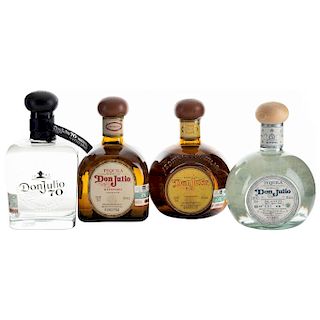 Don Julio y Don Julio 70. Tequila cristalino añejo, añejo, reposado y blanco. 100% agave. Jalisco, México. Piezas: 4.
